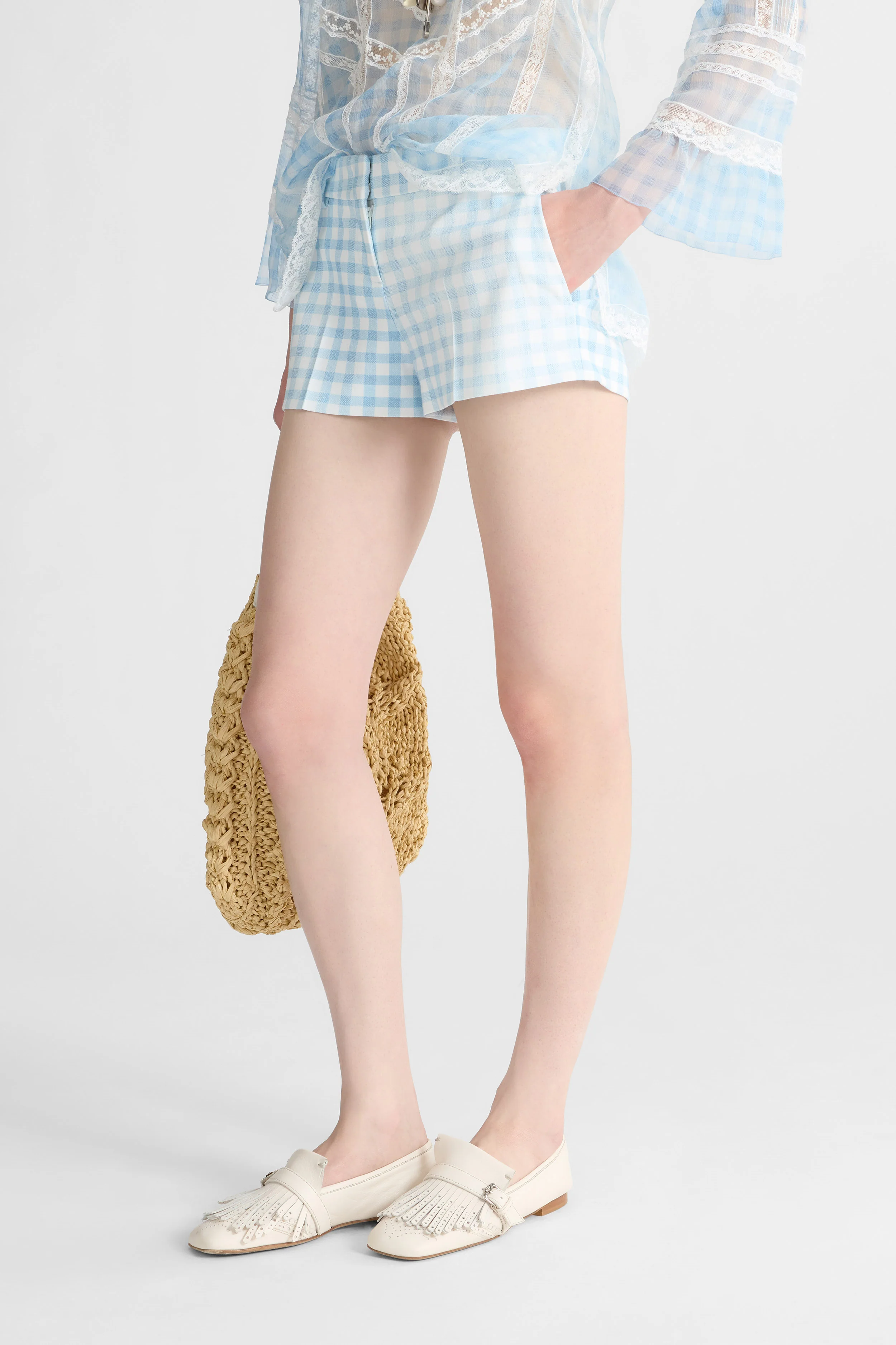 Vichy print marocain viscose shorts - Image 3