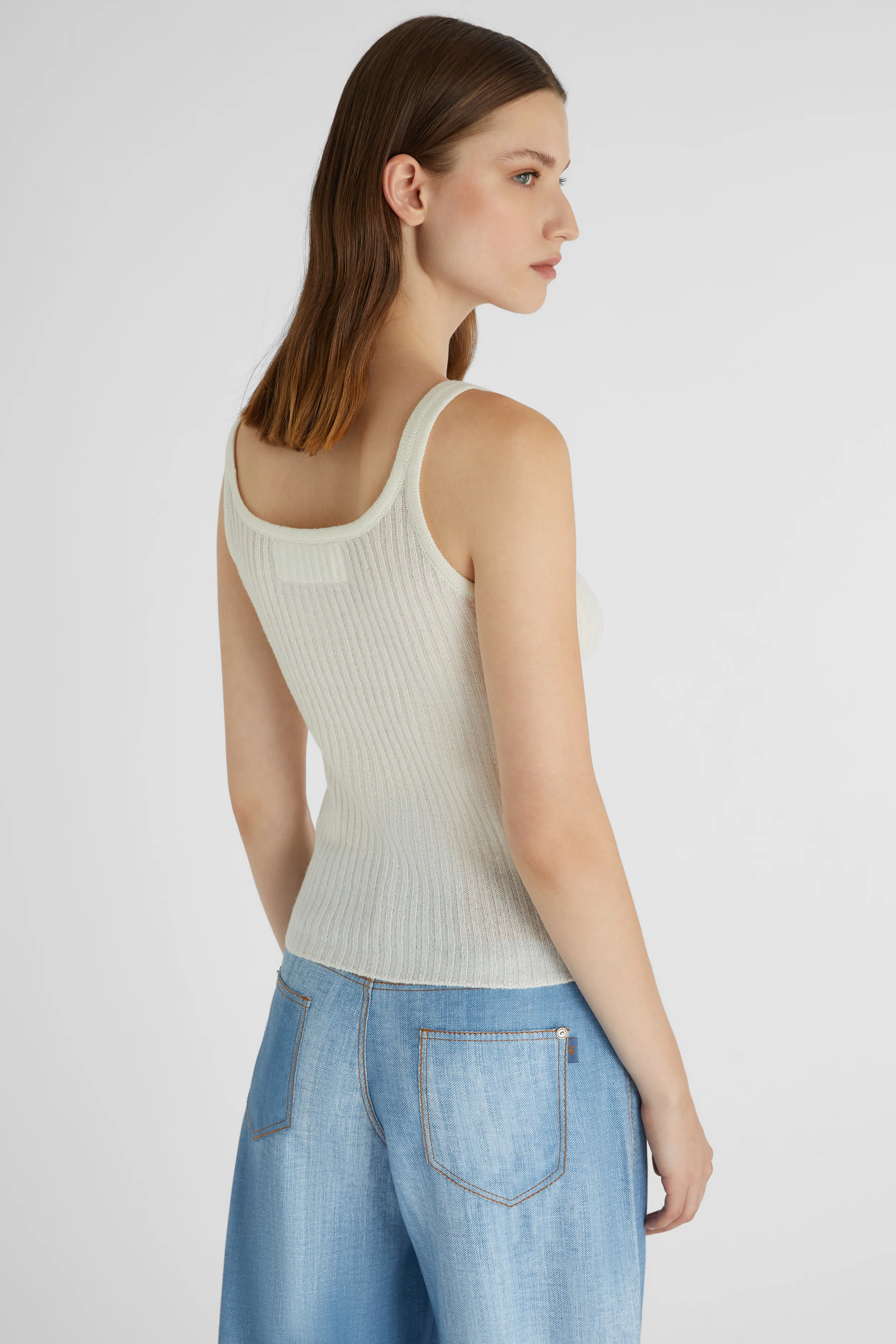 White pure cashmere tank top - Image 3