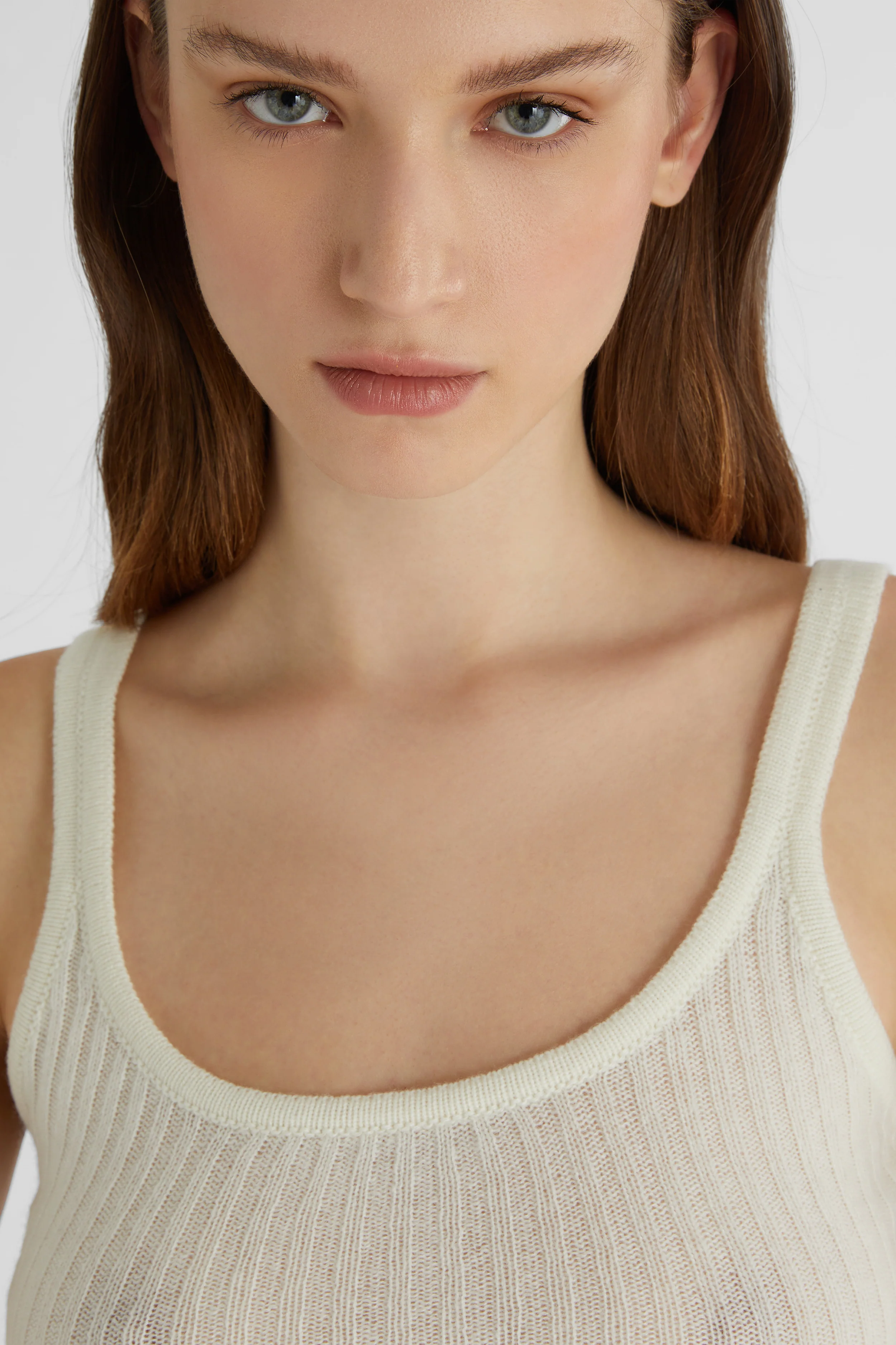 White pure cashmere tank top - Image 5