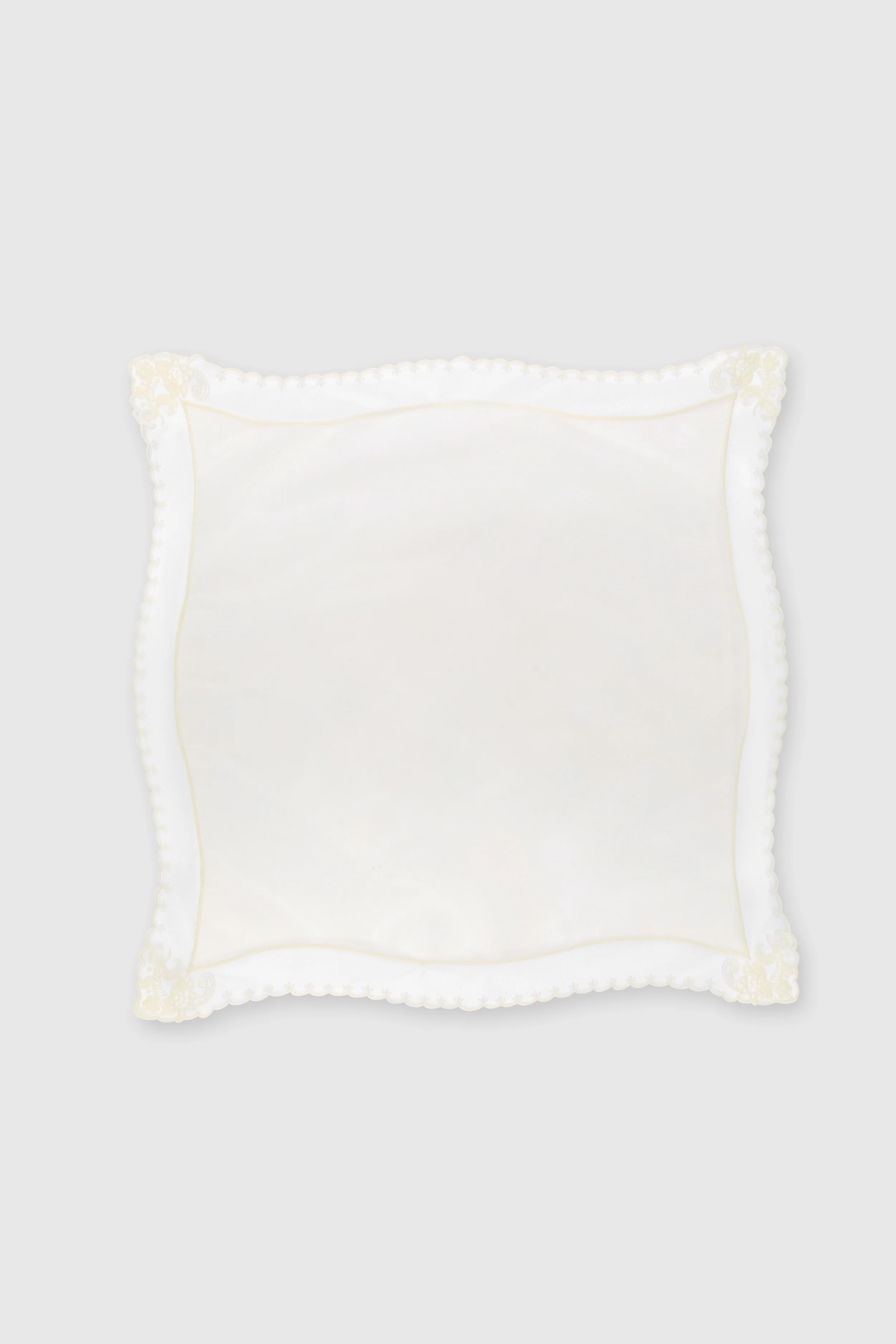 White silk bandana with scalloped rebrodé lace trim