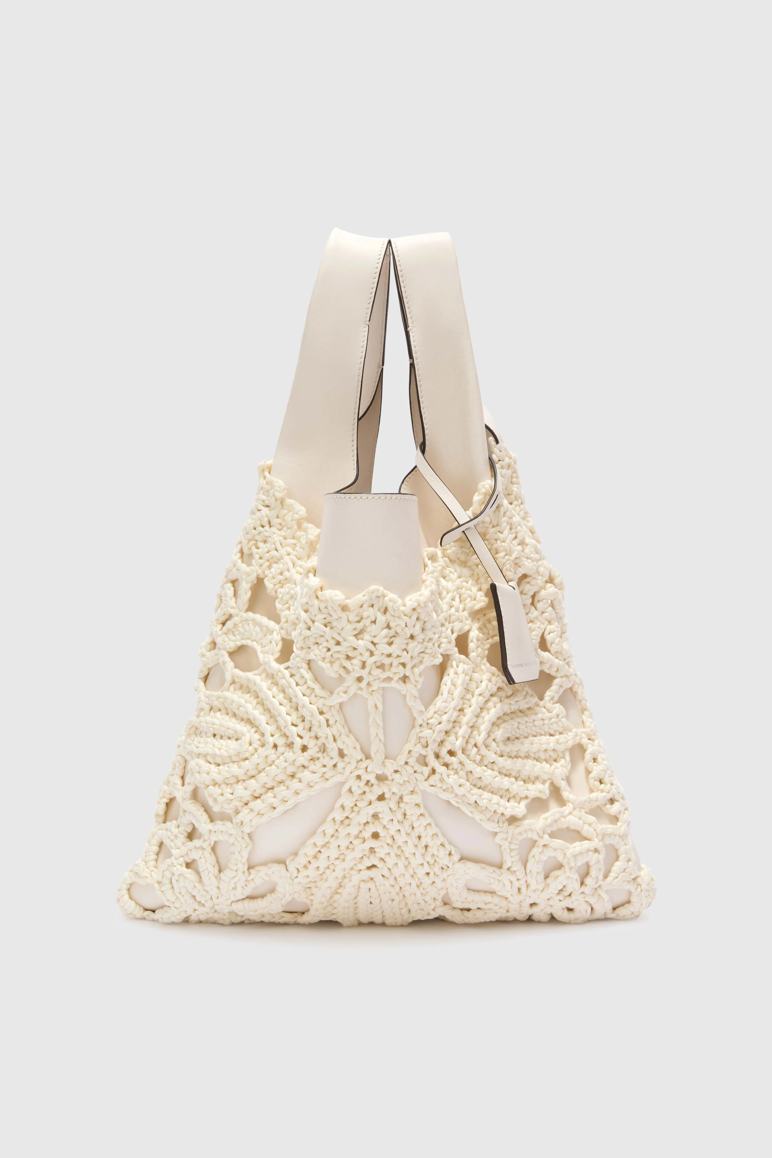 White Tbag in nappa with sphere yarn shell - Image 3
