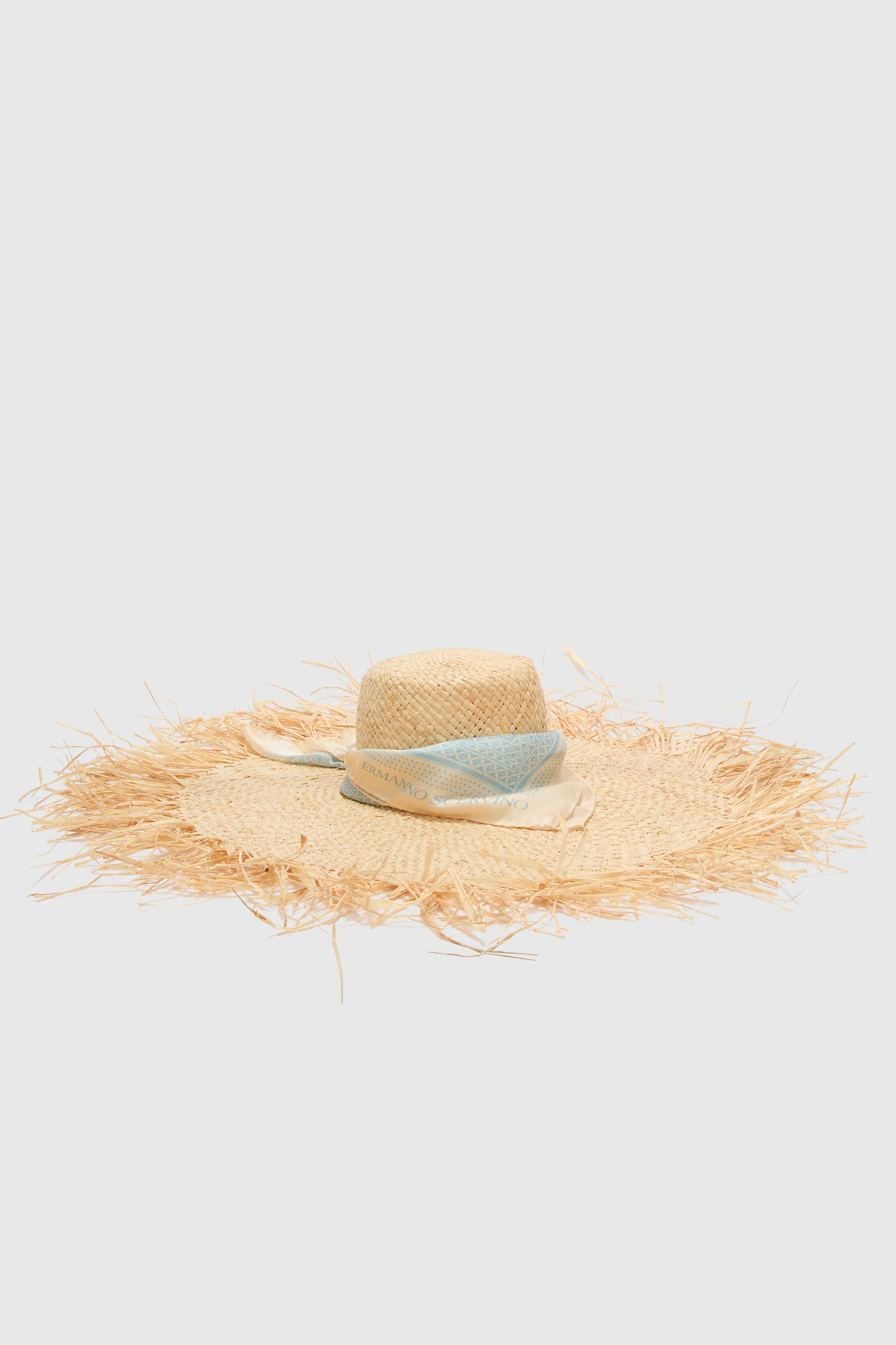 Wide-brim hat with bandana scarf