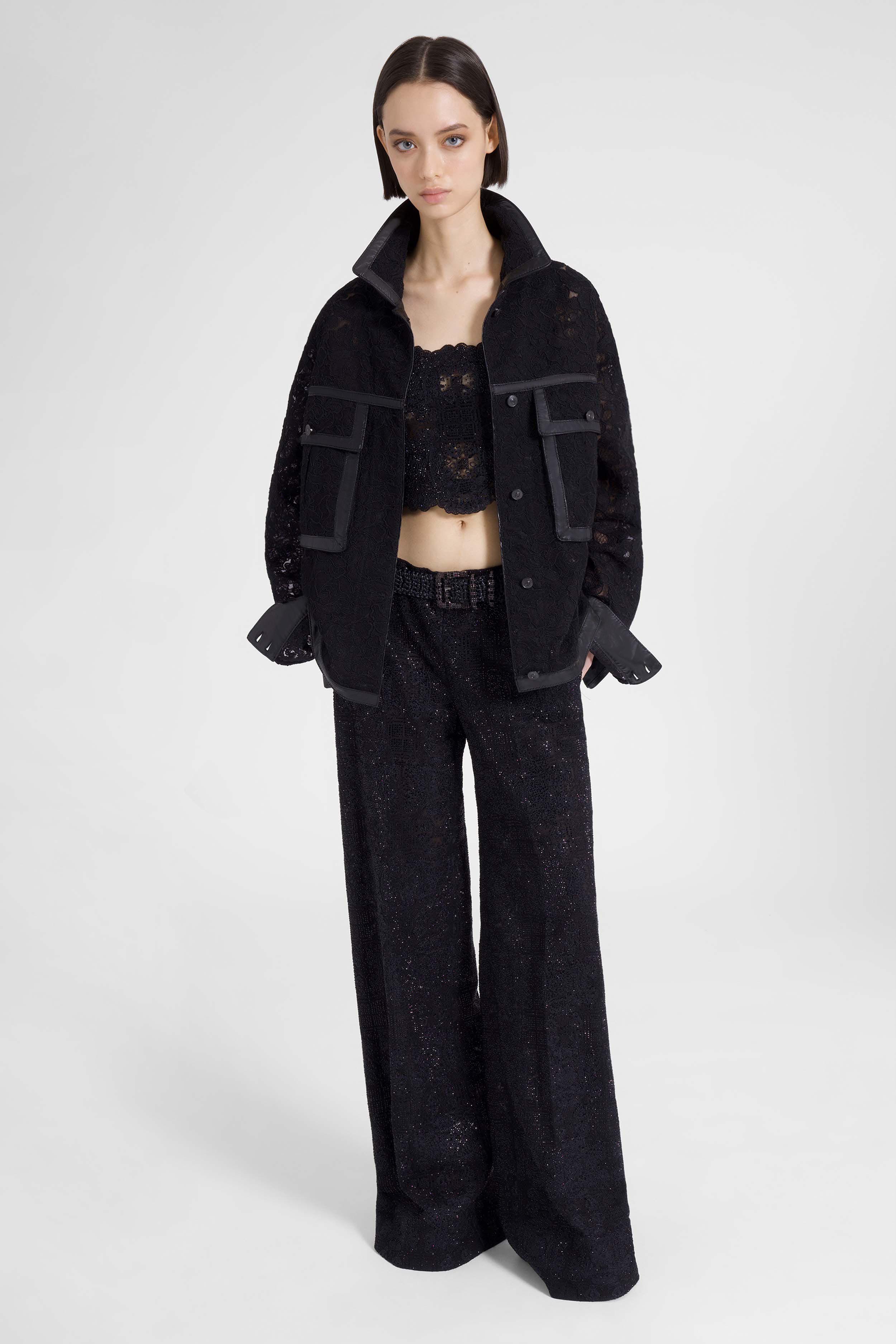 Wide-leg trousers in lace with hand-applied crystals - Image 2