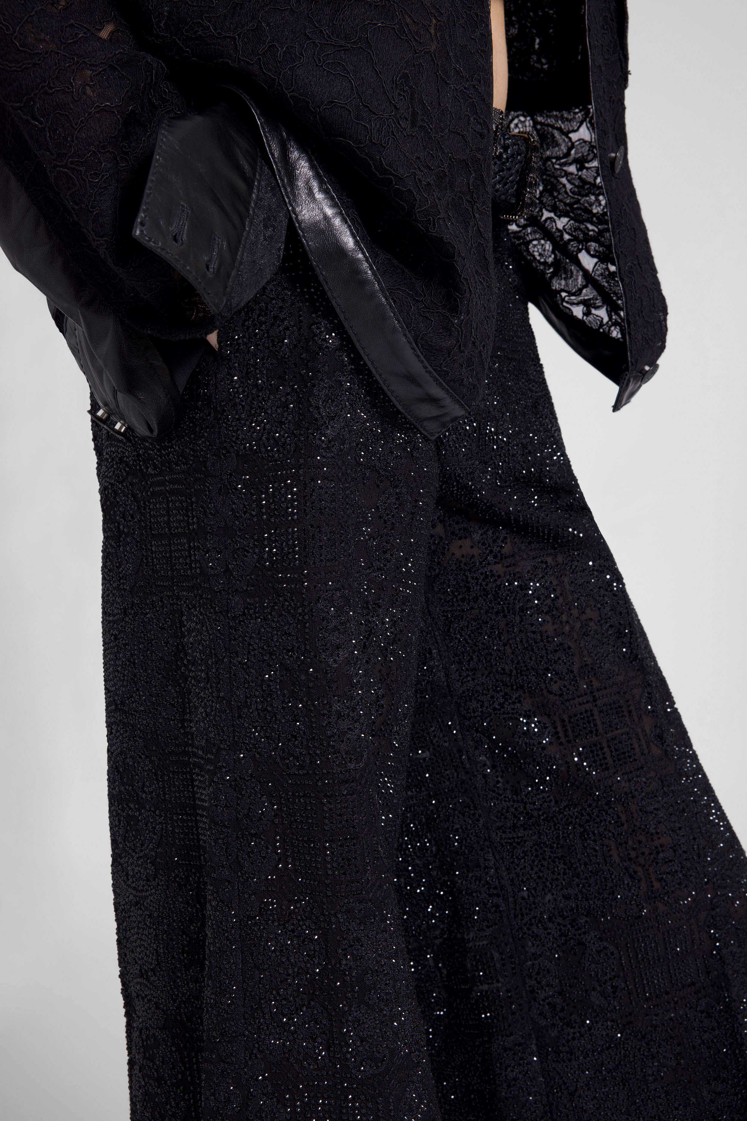 Wide-leg trousers in lace with hand-applied crystals - Image 4