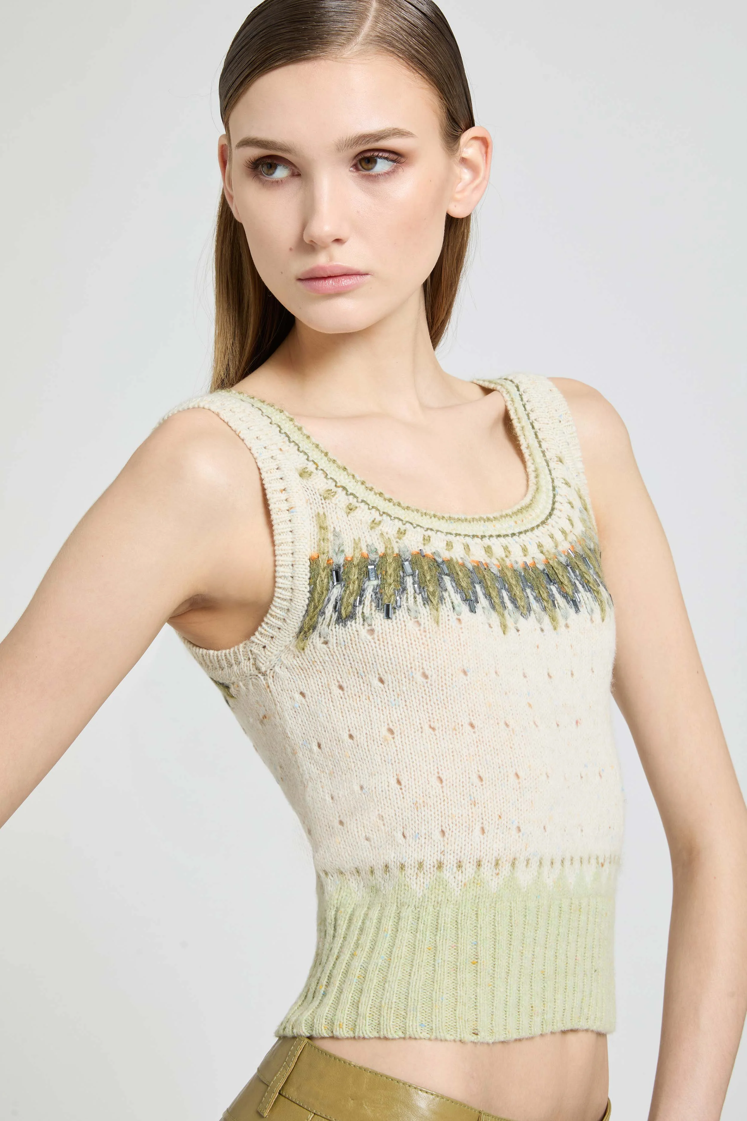 Wool, cashmere and silk jacquard top with Nordic motif - Image 5